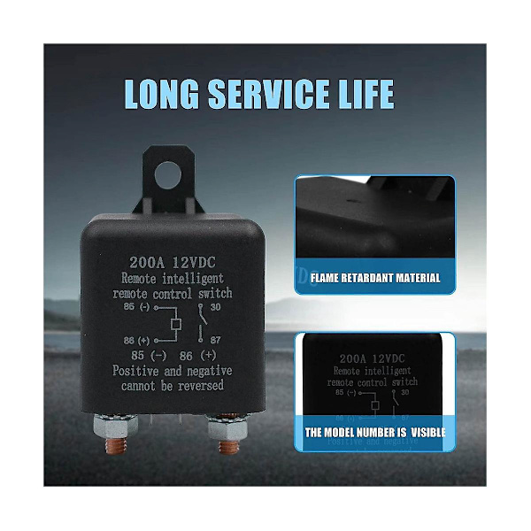 Fjernbatteri-frakoblingsbryter, trådløs fjernkontrollbatteri-frakoblingsbryter, 12v 200a Dual  (FMY) Black