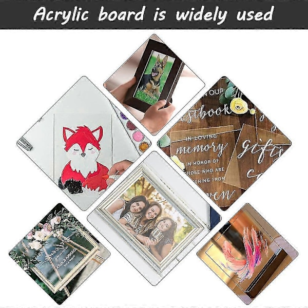 4 stk. transparente akrylplater plexiglass plastplate 2mm tykkelse transparent glass akrylpanel (FMY) 10x15cm