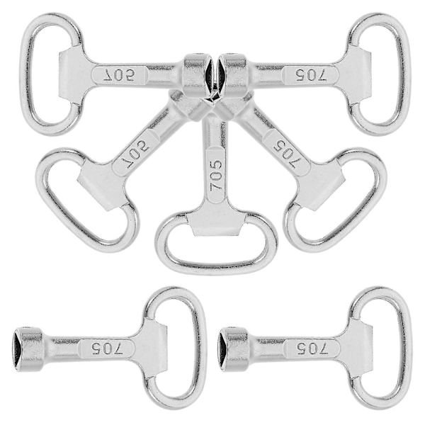 Kolmion muotoinen roskakorin avain 6 kpl Metalliavain Yhteisön roskakoriin ja ulkotilojen roskakorin tarvikkeet Kaapin vesimittarin laatikon työkalulaatikkoon (FMY) Silver 5.60X3.50X1.20CM