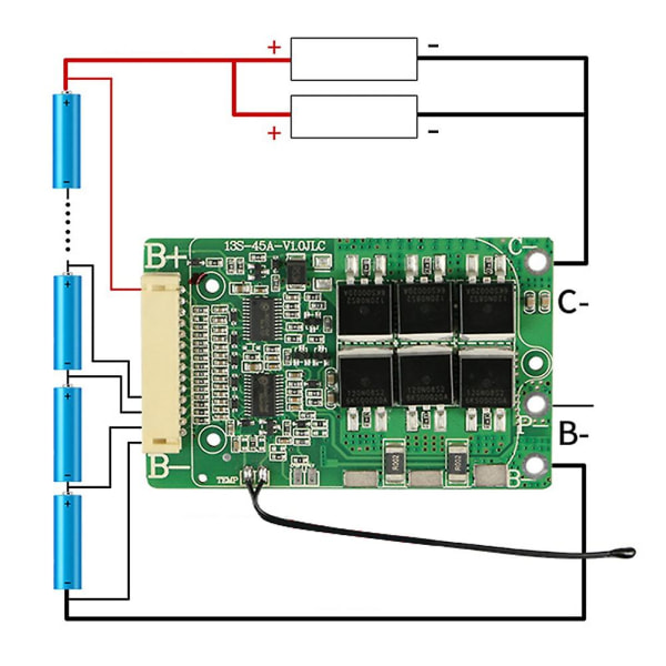 Litiumbatteri Balansert Bms 13s 48v 15a 20a 30a 18650 Pakker Lading PCb Pcm For E-sykkel/ Bank Solenergi(30a)1