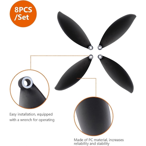 Parrot Anafi Propeller Parrot Anafi Blade Parrot Anafi Drone Blade 8 stk. Parrot CCW/CW Propeller Blade Props Anafi Foldbare Propeller Pa (FMY)