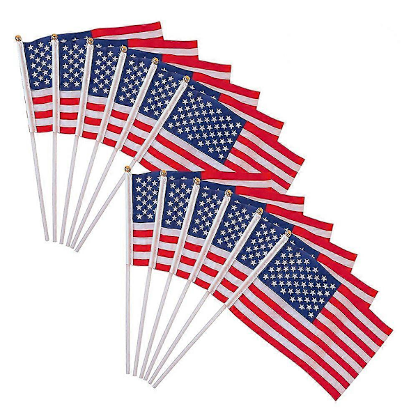 12 st USA Flagga Amerikanska Handviftande Flaggor 14*21cm (FMY) As Shown