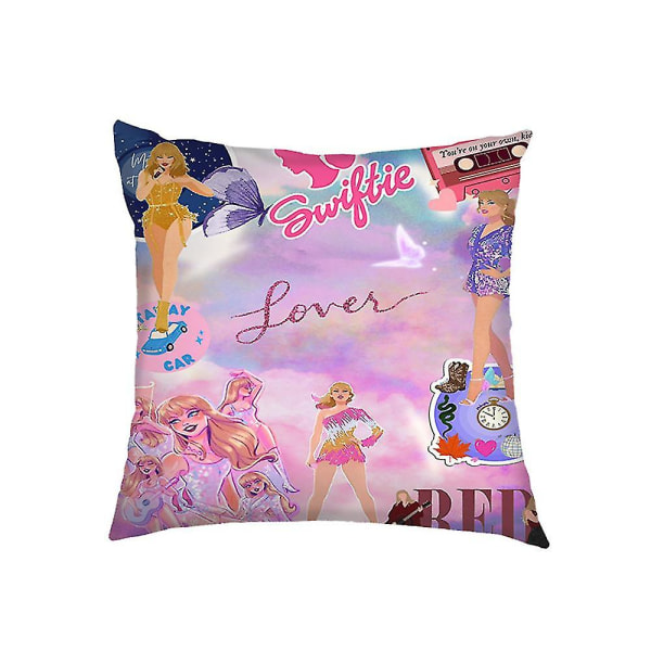 18x18 tommer Taylor Swift linned pudebetræk pudebetræk til sofa bil hjemmekontor indretning Swiftie fans gaver  (FMY) E