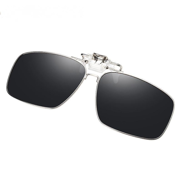 Polariserte Clip On-solbriller Rammeløs Flip Up-linse for reseptbelagte briller-svart (FMY)