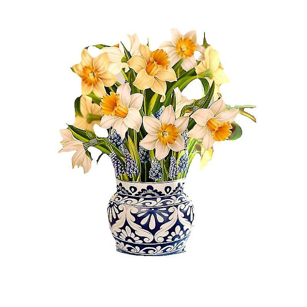 Paperi Pop Up -kortit, 12 tuuman kokoinen ikuinen kukkakimppu 3D Pop Up -tervehdyskortti (FMY) English Daffodils