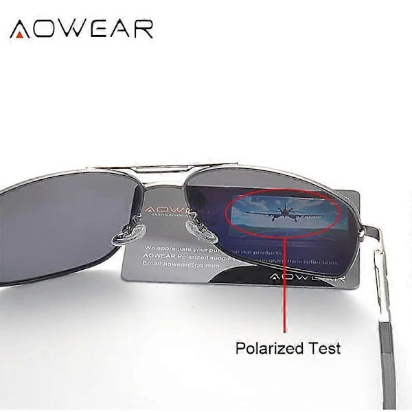 AOWEAR Polariserade flygarsolglasögon för vuxna, aluminium, körspegel, solglasögon, manligt varumärke, retro glasögonaccessoarer gafas (FMY) Grey Blue Lens Brand Designer