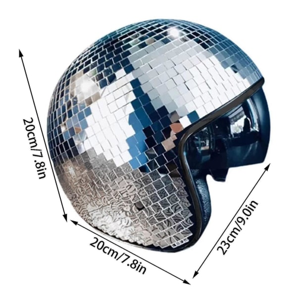Discokuglehjelme hat med tilbagetrækkeligt visir Glitterglasdiscohjelm Fantastiske diskokuglehjelme (FMY)