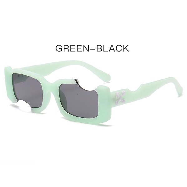 Hip-hop firkantede solbriller til kvinder og mænd med off notch hul design hvide solbriller blå damer vintage skygger briller UV-beskyttelse Xinmu  (FMY) Green Gray Other