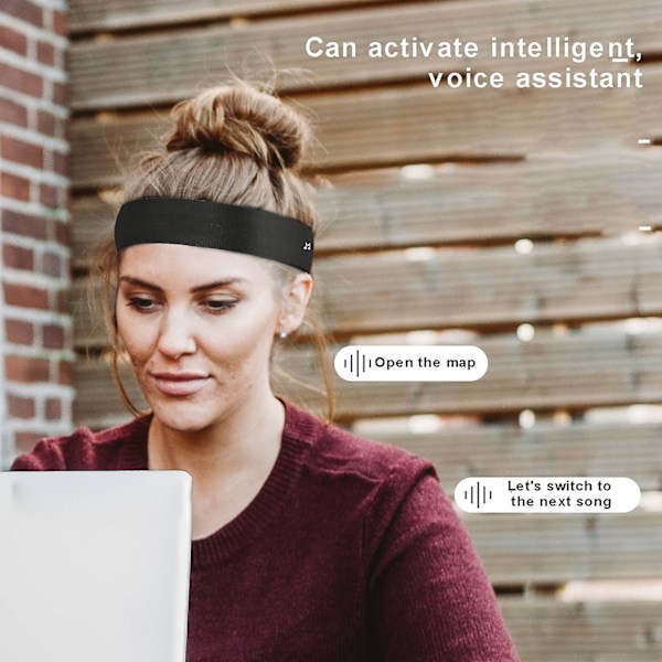 HF055 Luun johtamisen Bluetooth-urheilupääpanta Unen kuulokkeet Langattomat urheilupääpanta Kuulokkeet (FMY) Black Style A