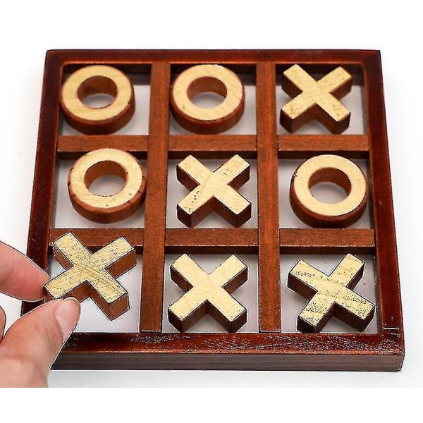 Tic-tac-toe brettspill i massivt tre, barneleker (FMY)