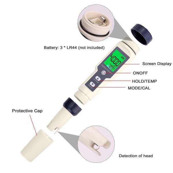 5 i 1 Professionell Multi-parameter Combo Testmätare PH/EC/TDS/Salthalt/Termometer Digital (FMY) multicolor
