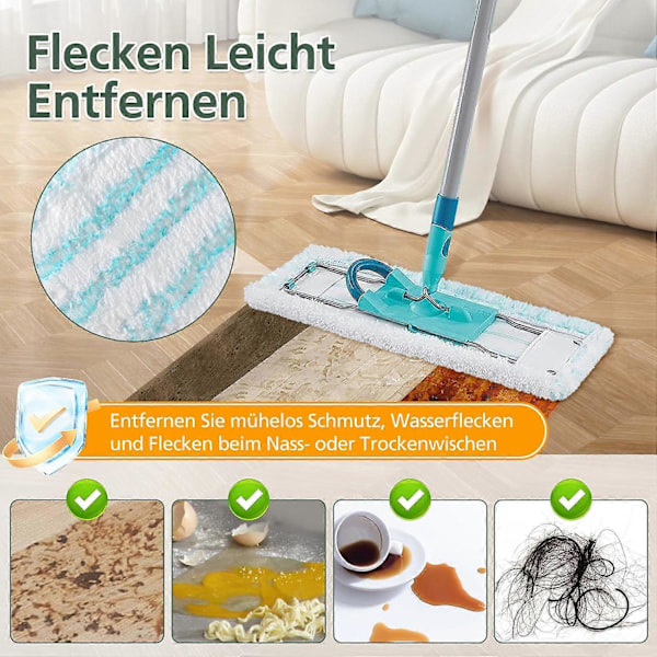 3 Pakk Erstatningsmoppekluter for Leifheit Profi XL Micro Duo / Profi XL Cotton Plus Alle Gulvmopphåndtak, Fjerner Flekker Raskt, Effektiv (FMY)