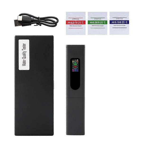 5 i 1 Salinitetsmåler PH Vandkvalitetstester Digital EC TDS TEMP Monitor Genopladelig Test til Akvarium Hydroponisk Pool (FMY) Black