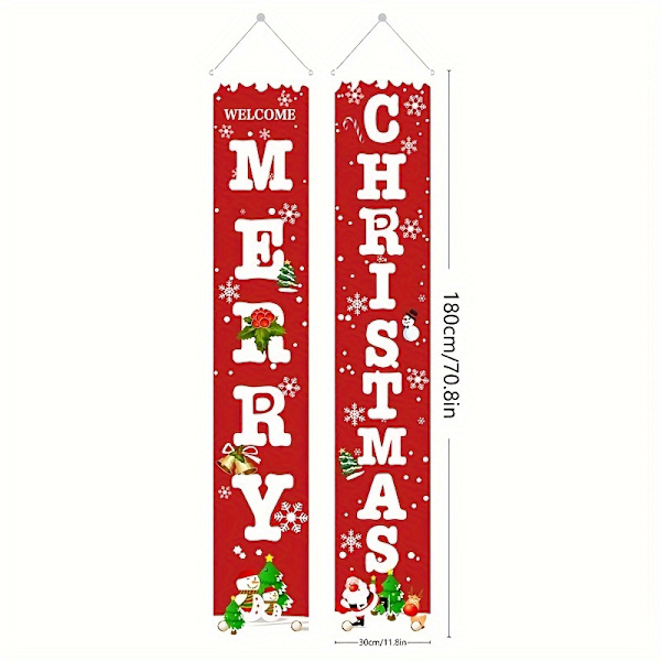 1 Par Festlig God Jul Veranda Banner Set - Hållbar Polyester, Ingen Ström Behövs, Lätt att Hänga, Väderbeständig, Perfekt för Semester & (FMY) Polyester