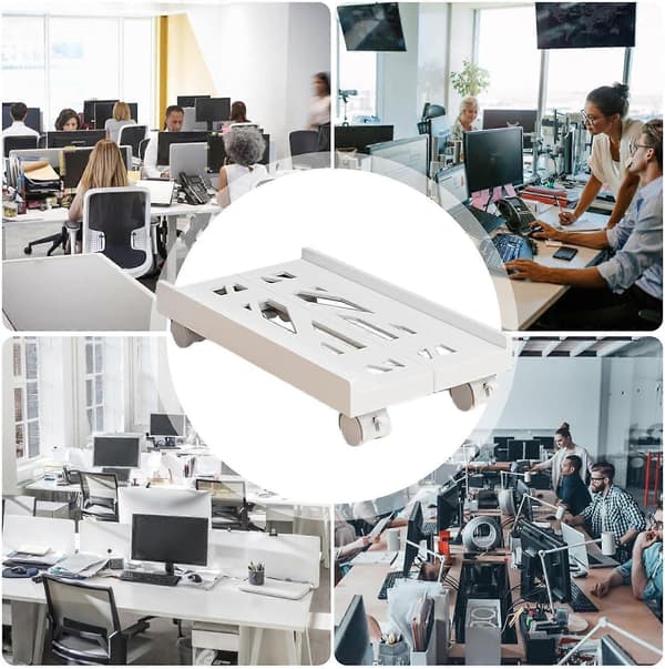 Mobil PC Tower Stativ - Justerbar CPU Holder - Teleskopisk Skrivebordsstativ, Computer Tower Vogn Sort  (FMY) White