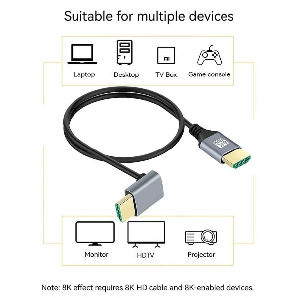 Hdtv 2.1 8k vinklad multifunktionell -kompatibelt gränssnitt Hd bärbar linjeskärm Dator Set-top Box Tv-kabel,c  (FMY)