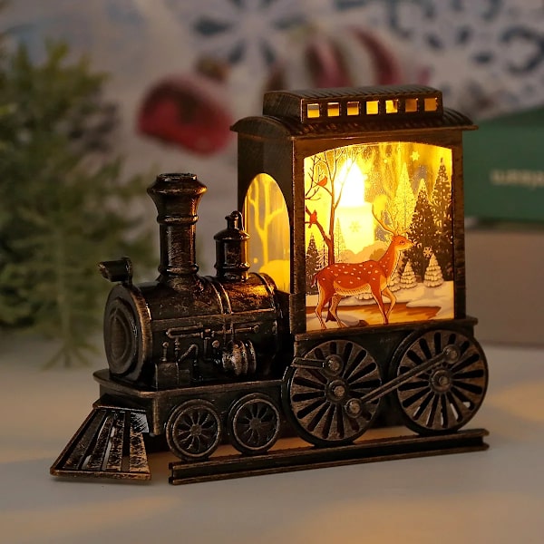 LED Nattlampor Vintage Bärbar Tåg Nattlampa Batteridriven Utomhus Hängande Lyktor Jul Festlig Fest Dekoration (FMY) B-Elk