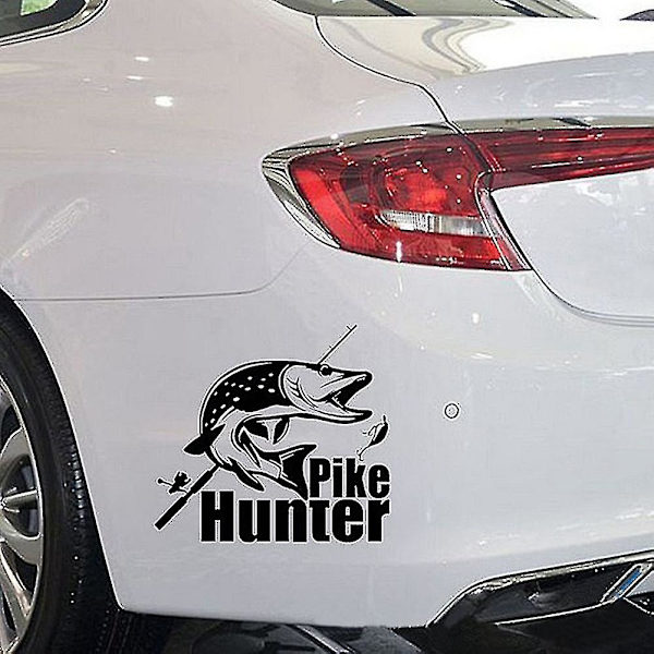 Pike Hunter Fiskehette Bakluke Sidevindu Dekal Bil Lastebil Klistremerke Dekorasjon_h  (FMY) White