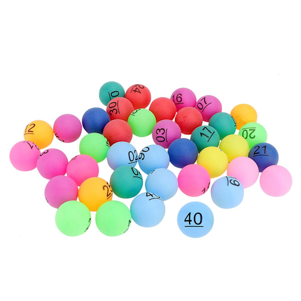 40 stk nummererte baller fra 1 til 40, fargerike trekningskuler for fest og aktiviteter (FMY) 4x4cm