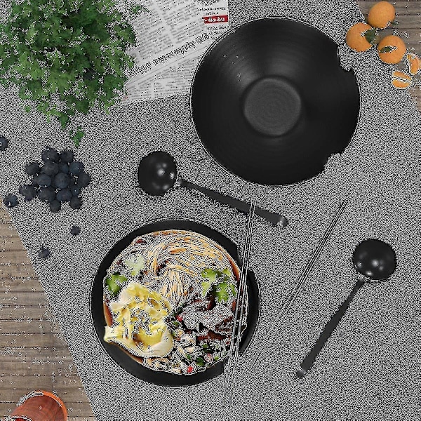 6-osainen Ramen-kulhosetti 1000 ml:n täyttömäärällä - Perinteinen japanilainen keramiikkasetti, jossa on syömäpuikot ja lusikka mustana (FMY)