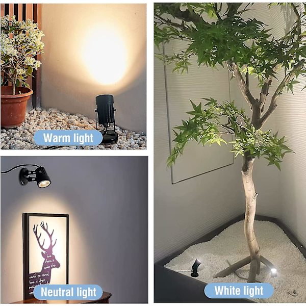 2 st LED-spotlights inomhus för växter, 3-färgs accentbelysning dimbar uppljus spotlightlampa med dimmerbrytare (FMY)