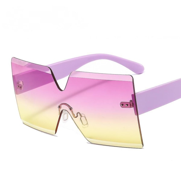 C11 rammeløs stor innfatning Personlighet Allsidige fargesolbriller i ett stykke Flerfarget moteinnsats Hotselgende solbriller (FMY)