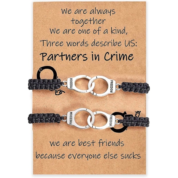 Desimtion Bästa vän Födelsedagspresenter för kvinnor Vänskapsarmband för 2/3/4 Partner In Crime Handcuff Bff Gifts (FMY)