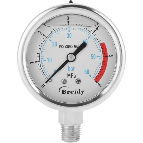 Manometer Manometer 0-60bar / 0-6mpa 60mm Hydraulisk Manometer Med Metallhus 1/4\"npt Bunnmontering