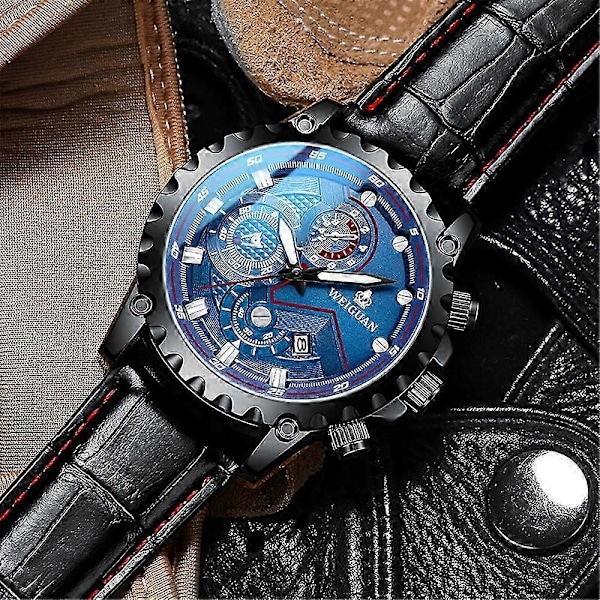 Herreklokke Klassisk Rustfritt Stål Kvarts Lysende Luksus Armbåndsur Vannbestandig (FMY) Black belt with black backgr