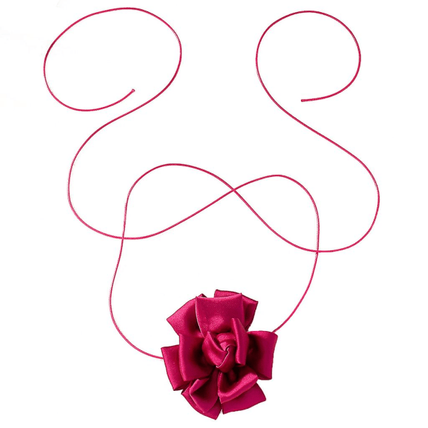 Cloth Flower Strap Choker Flower Tie Halskjeder Cloth Artificial Flower Choker (FMY) Rose Red