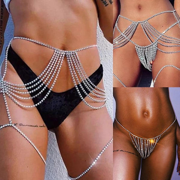 Kroppssmycken för kvinnor Magkedja Midjekedjor Flerskikts Lång Tofs (FMY) Golden waist chain