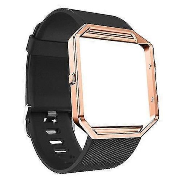 Mjuk Silikonarmband för Klocka, Ersättningsarmband för Sport med Roséguldram för Fitbit Blaze (FMY) Black