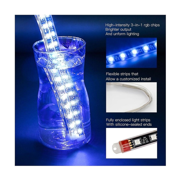 Motorcykel LED Underglow Kit, RGB-remsor Vattentäta, 12 st (FMY)