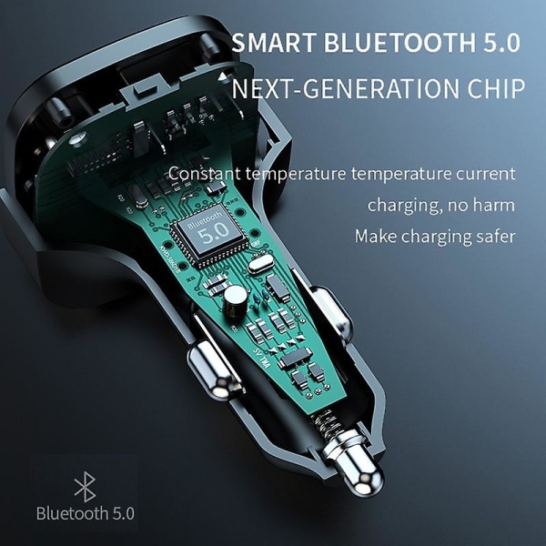 Bluetooth 5.0 Fm-sender Håndfri bilradiomodulator Mp3-spiller med usb + type-c ladeadapter for bil (FMY)