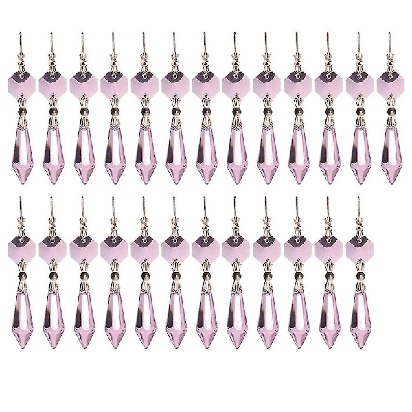 25 st Kristallprydnader Färgglada Regnbågsmakare Kristallkronor Prismor Isdroppar Hängande Dekorationer (FMY) pink