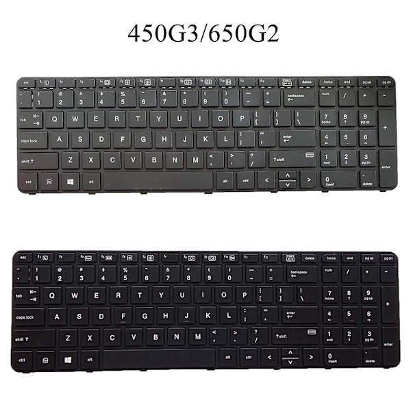 Äkta US-tangentbord för HP PROBOOK 450 G3 455G3 650 G2- G3 med bakgrundsbelysning och ram (FMY) Without backlight