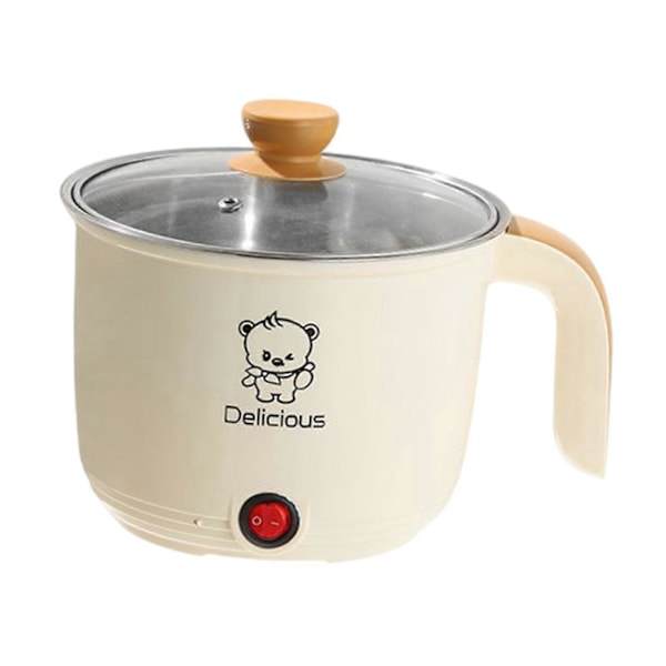 Elektrisk Gryta Hushåll 1.8L Nonstick Elektrisk Stekpanna för Soppa Fritera Pasta (FMY) khaki Single layer