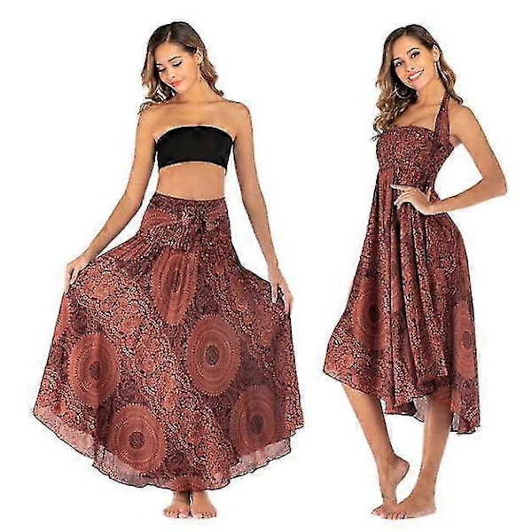 Lång Bohemisk Gypsy Boho Hippie-kjol för kvinnor (FMY) orange