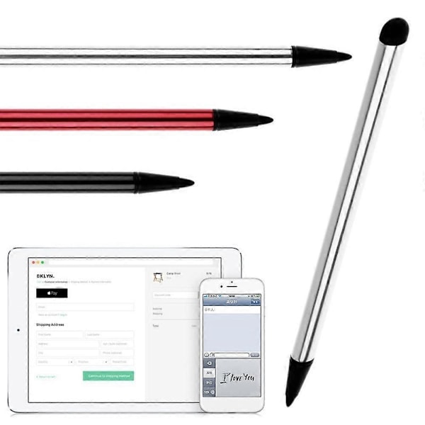 Berøringsskjerm Stylus Penn Metall Håndskrift Penn For Alle Kapasitive Skjermer Resistive Skjermer Mobiltelefoner Og Nettbrett (FMY) Black
