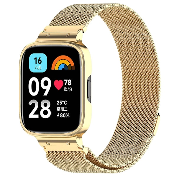For Xiaomi Redmi Watch 3 Active/Watch 3 Lite Rustfritt Stål Milanese Remm Bytt Håndleddsbånd med (FMY) Gold Style C Xiaomi Redmi Watch 3 A