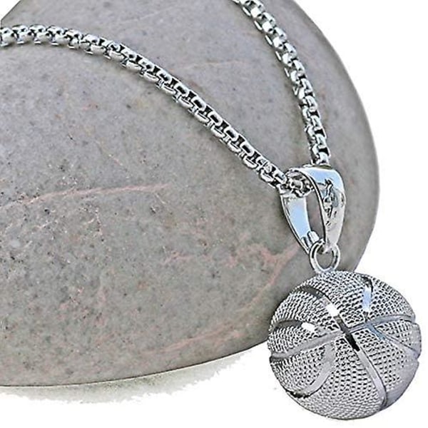 Koripallo riipus kaulakoru, hopea tai kulta ontto pallo koripallo ystäville muistokoru urheilukorut  (FMY) Silver