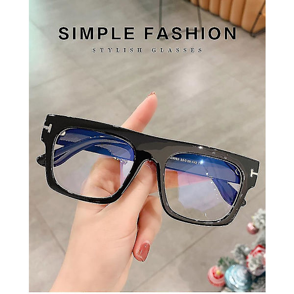 Retro-neliömäiset silmälasikehykset miehille ja naisille  Miesten vintage-läpinäkyvät tietokoneen silmälasit Ylisuuret kehykset Silmälasit Uudet aurinkolasit  (FMY) black blue AS