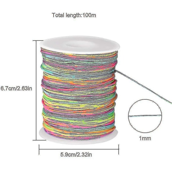 1 mm:n joustava johto helmilangat Rainbow Stretch Thread -kangasnauha (FMY)