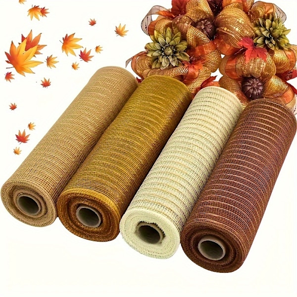 4 Pak Deluxe Plastik Mesh Båndruller - Alsidigt, Genanvendeligt og Let at Forme Håndværk Net til Kransfremstilling, Sæsonbestemte Dekorationer og  (FMY) 4pcs style 3