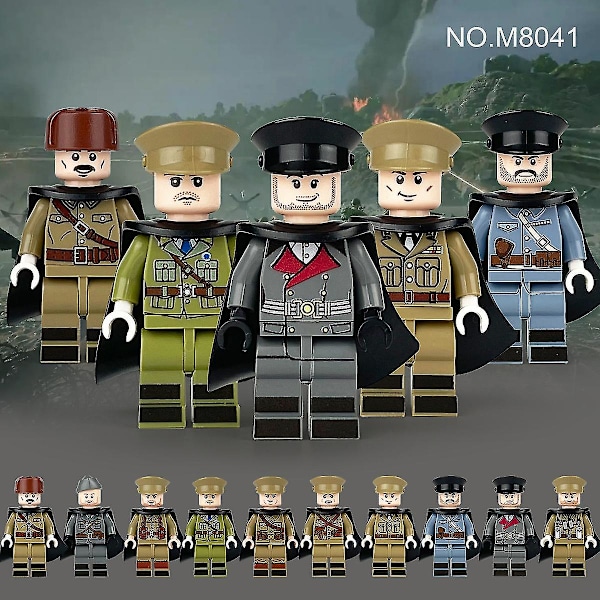 10 kpl Monikansallisia Upseereita Ja Sotilaita Muotoiltuja Rakennuspalikoita Minifiguureja Leikkikalut (FMY)