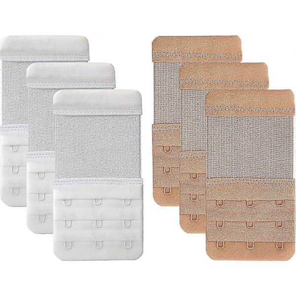 Rintaliivinsulkimet 3 Koukulla, Joustava Pehmeä Ja Mukava Rintaliivin Hihnansulkimet (FMY) White*Skin Color- 6 Pcs Pack