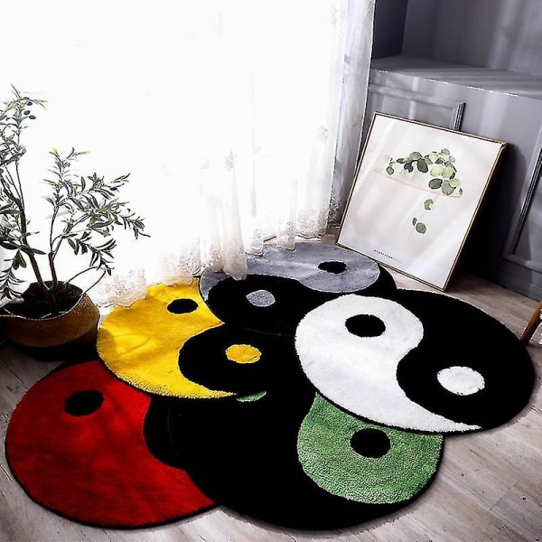 Black And White Yin And Yang Carpet Tai Chi Buddhist Round Rug Living Room Bedroom Yingyang Prayer Ring Floor Mat Tuft Soft Rug  (FMY)