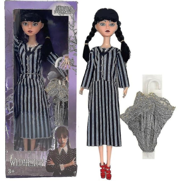 Onsdag Addams Dolls Plyslegetøj, lavet til at flytte onsdag Adams Dolls For Kids (FMY) Striped skirt