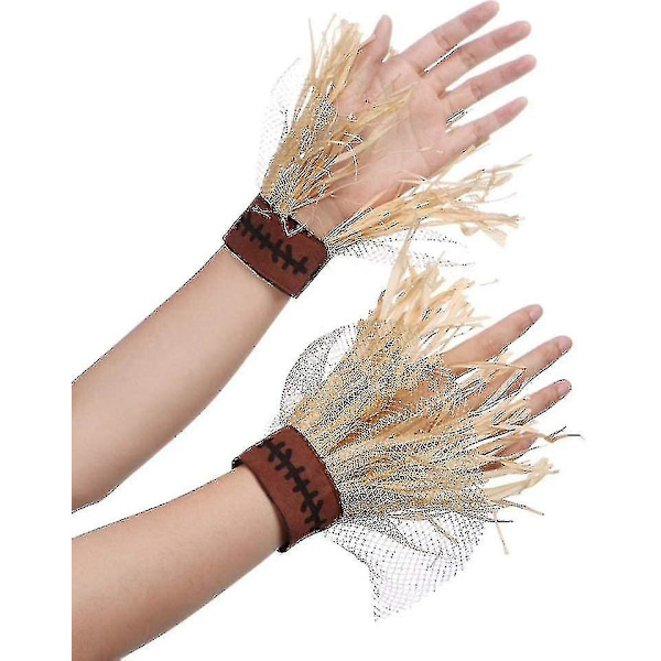 Halloween Cosplay Scarecrow Hat, Armbånd og Halskæder 4 stk. (FMY)