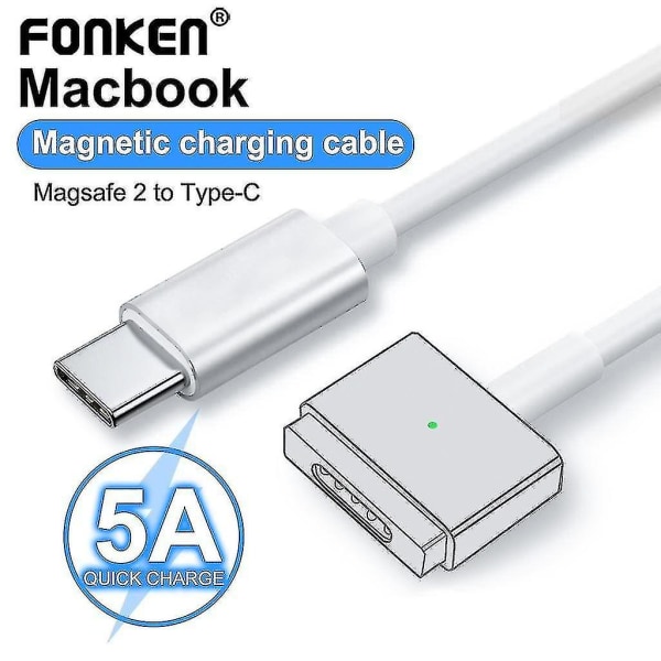 Fonken USB -c Hona Till Magsafe 2 Laddkabel Adapter För Macbook Pro Air 100w Laddare Power 1,8m (FMY) white